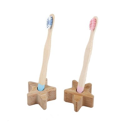 1/2 Pcs Bamboo Toothbrush Star Holder Wood Single Stands,Small Natural Individual Holders fit Head,Wooden Tooth Brush Cup